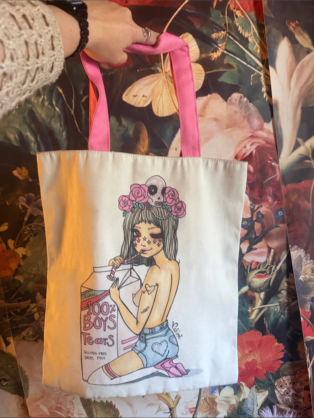VHTF Valfre Boy Tears silk-lined tote in EUC!